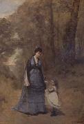 Jean Baptiste Camille  Corot, Madame Stumpf et sa fille (mk11)